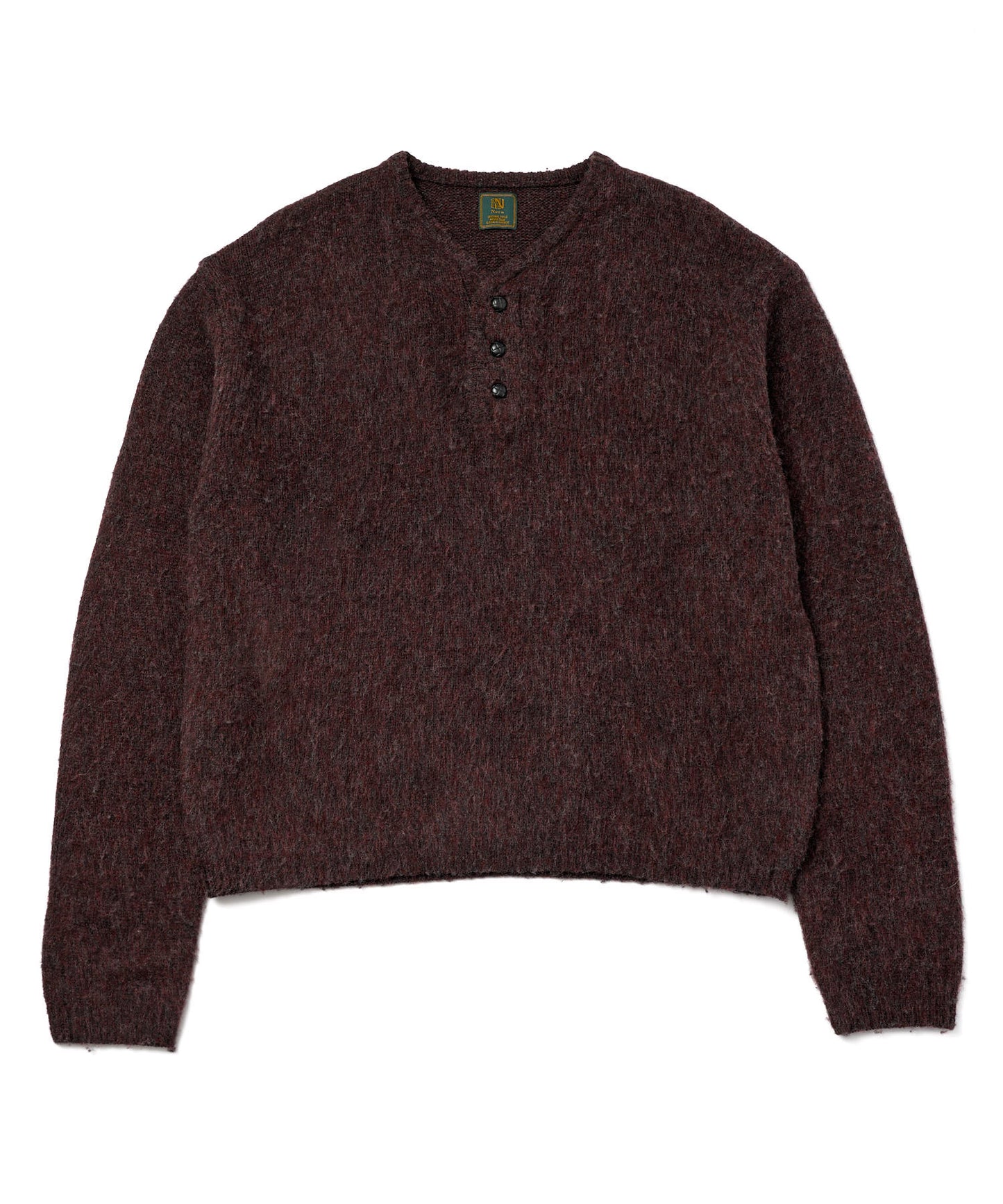 ヘンリーネックメランジウールニット[Burgundy]