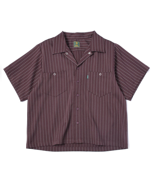 オープンカラーワークシャツ[Brown Stripe]