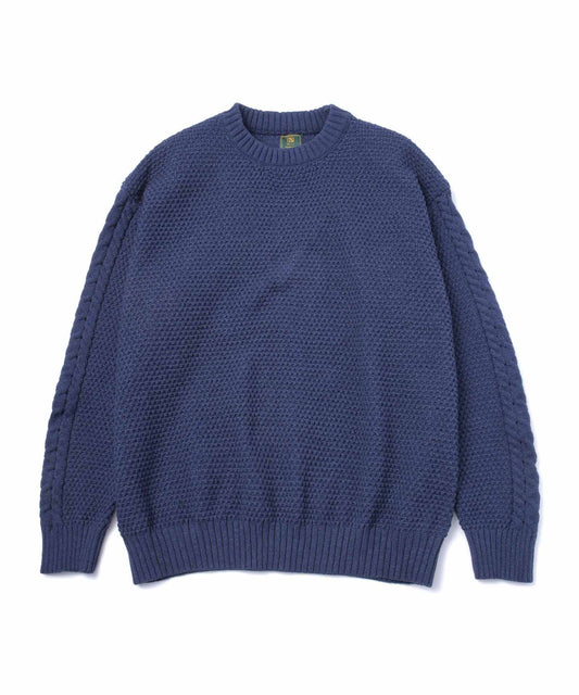 ケーブルスイッチングワッフルセーター[Navy]