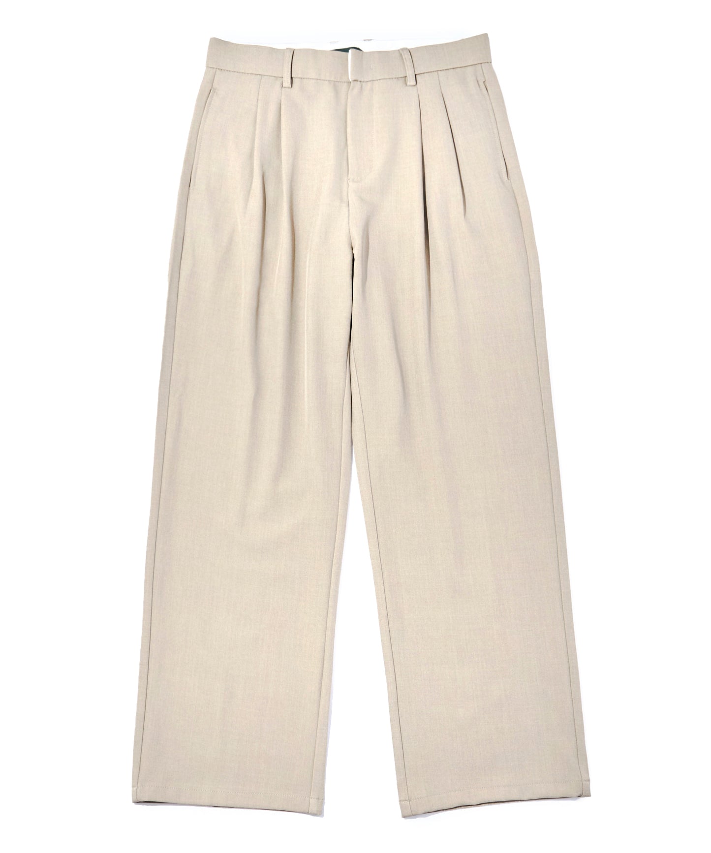 ダブルタックストレートスラックス[Beige]