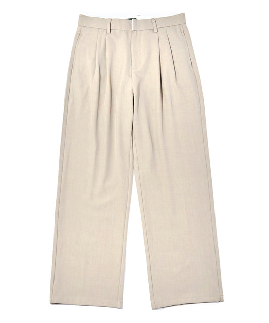 ダブルタックストレートスラックス[Beige]