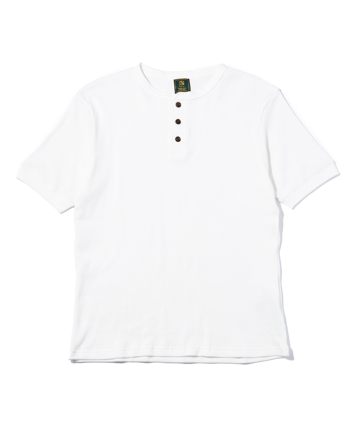【Reigning Champ】ワッフルニット・ヘンリーネックシャツ ヘンリーネックワッフルTシャツ[White] – Noen