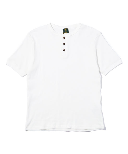 ヘンリーネックワッフルTシャツ[White]