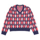 モヘアVネックニット[Argyle × Navy]