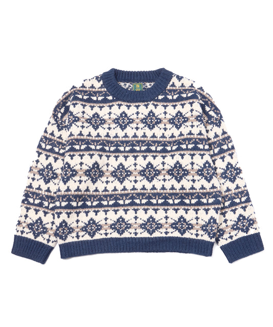 ノルディッククルーネックニット[Navy]