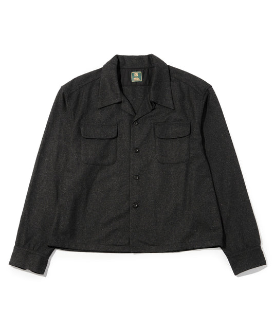 ウールオープンカラーシャツ[Charcoal Gray]