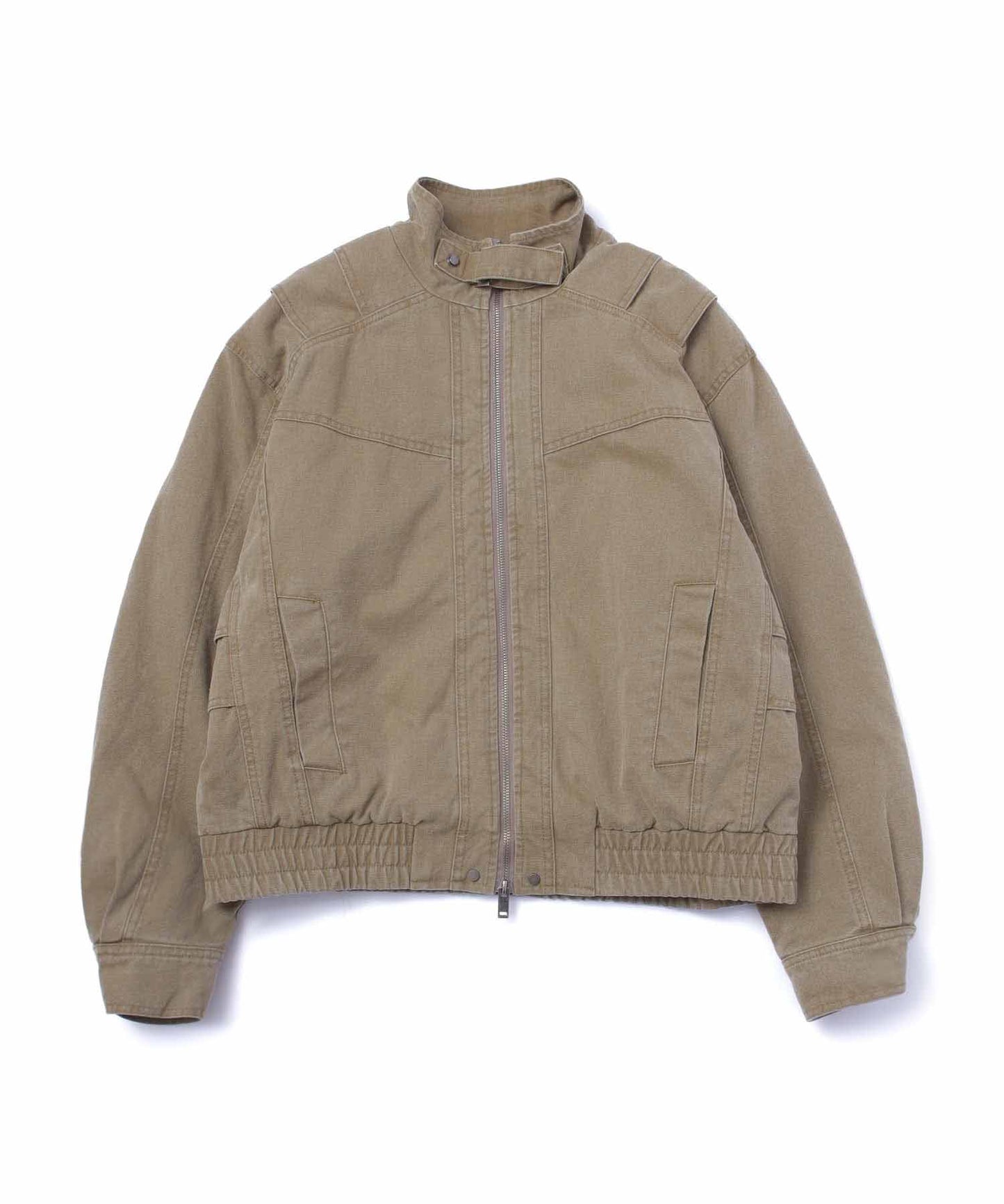 ウォッシュドコットンバイカーブルゾン[Beige]