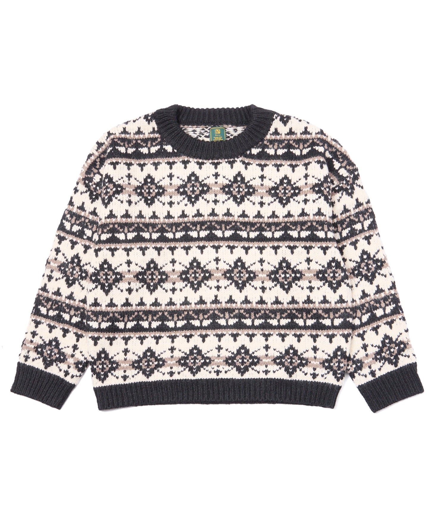 ノルディッククルーネックニット[Black]