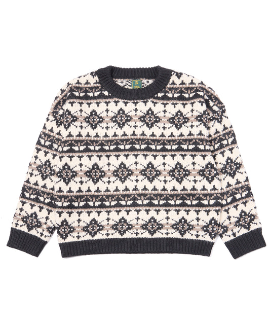 ノルディッククルーネックニット[Black]