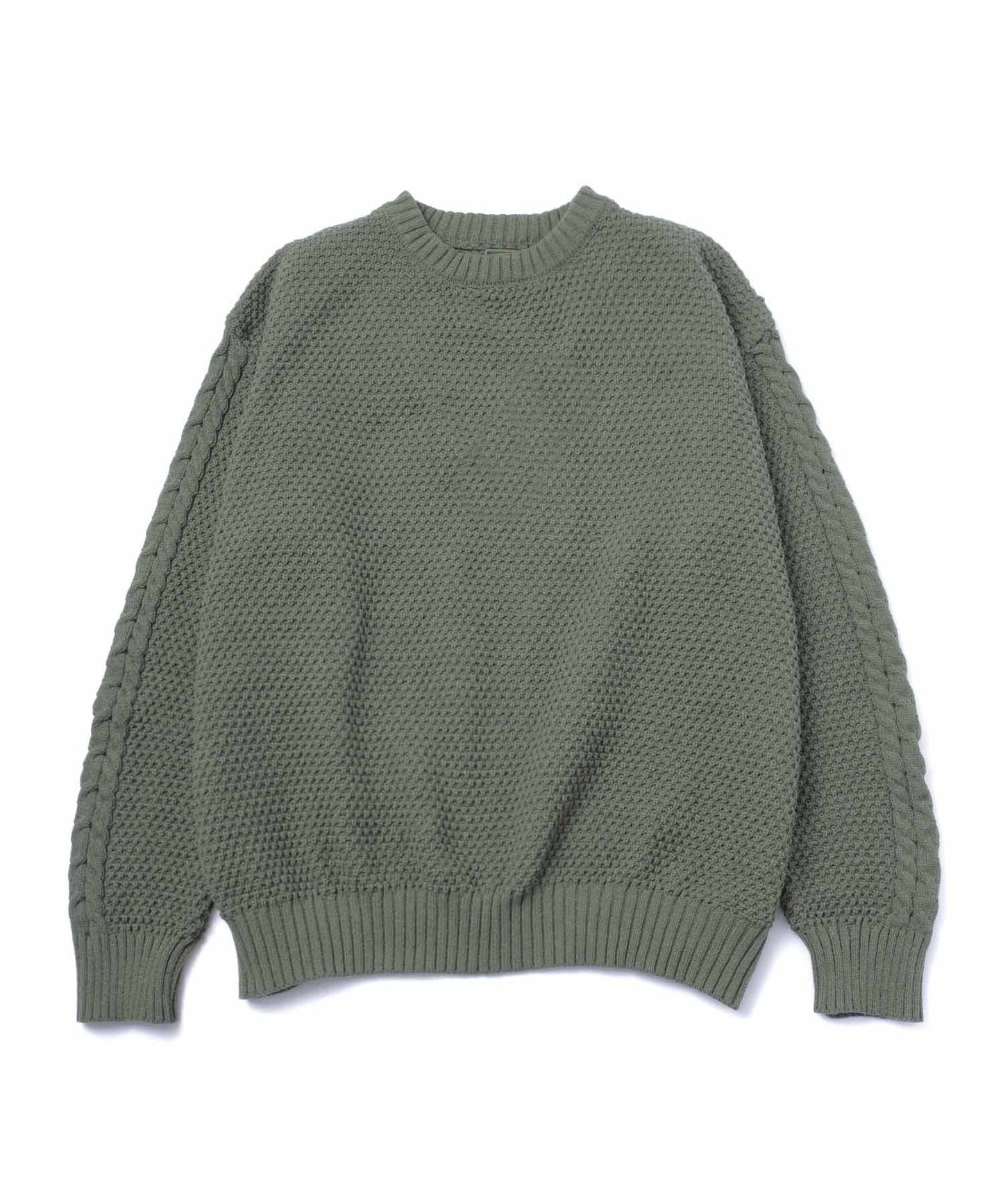 ケーブルスイッチングワッフルセーター[Khaki]