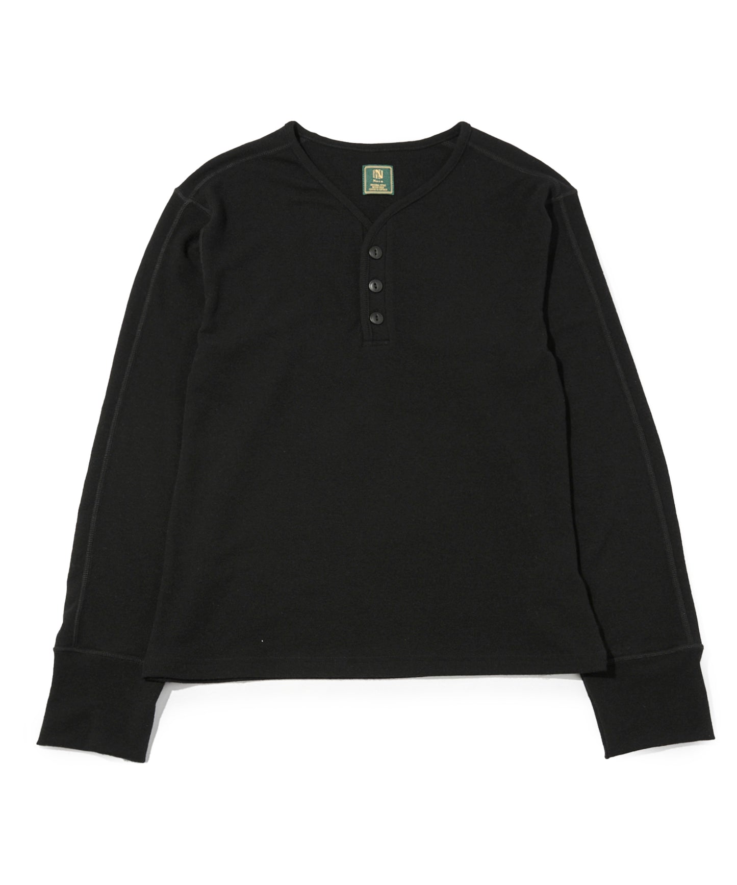 Vネックヘンリーニットソー[Black]