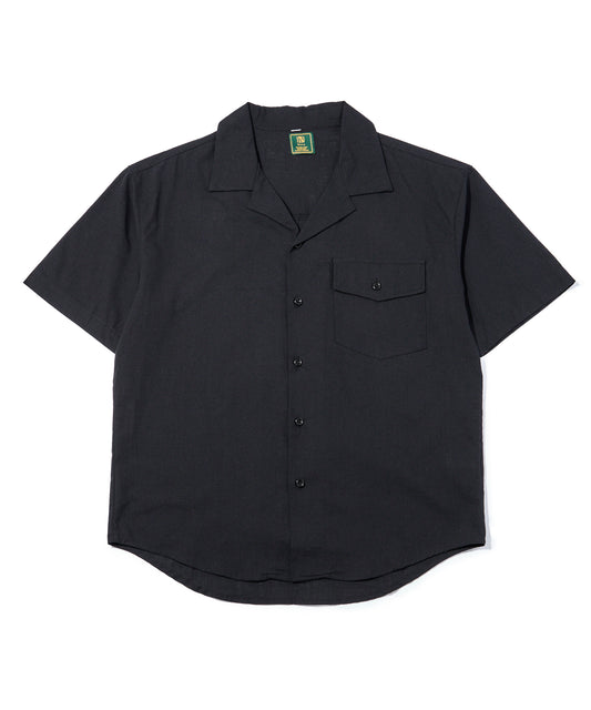 リネンライクオープンカラーシャツ[Black]