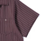 ストライプオープンカラーワークシャツ[Brown]