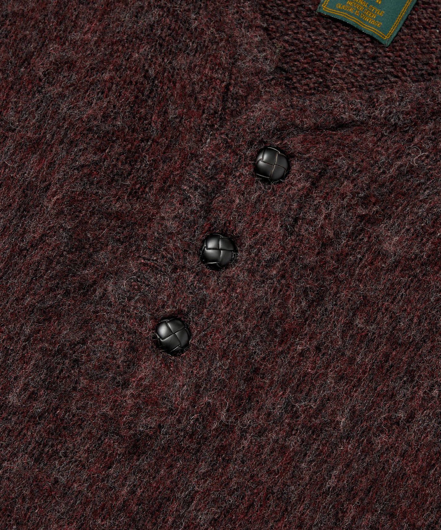 ヘンリーネックメランジウールニット[Burgundy]