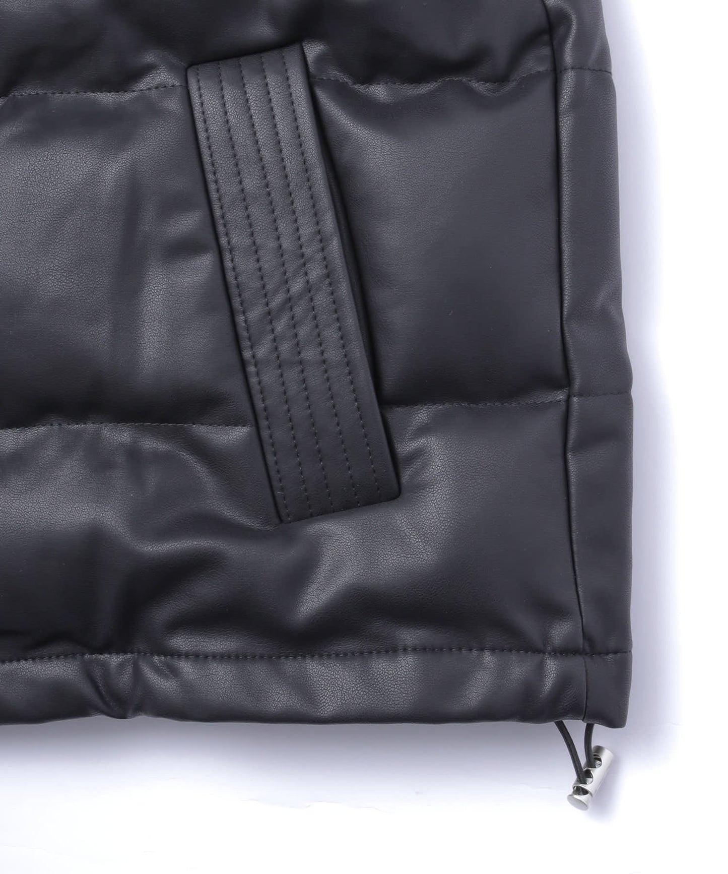 フェイクレザーパデットジャケット[Black]