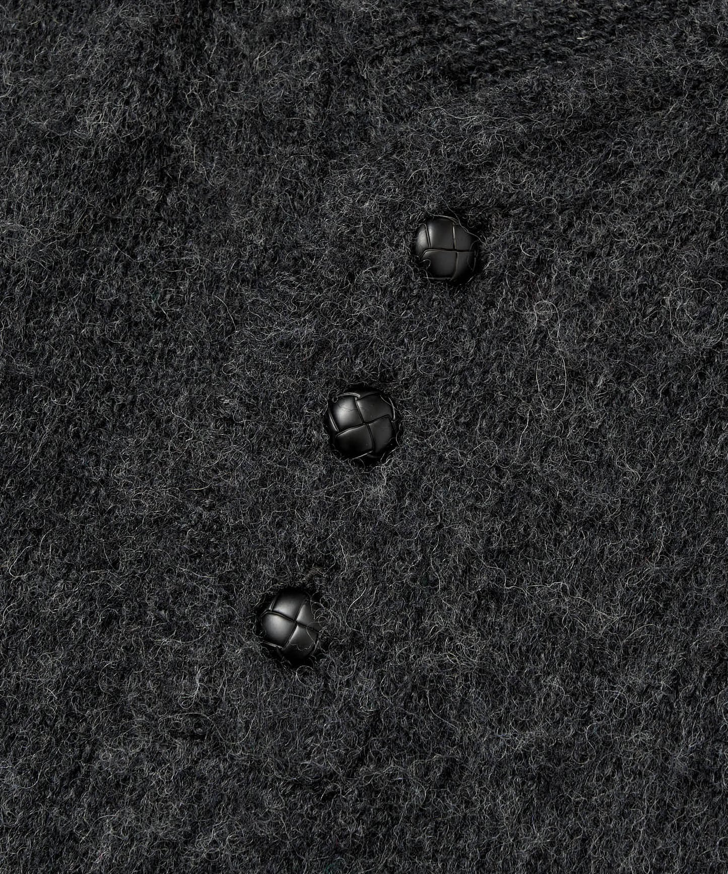 ヘンリーネックメランジウールニット[Black]