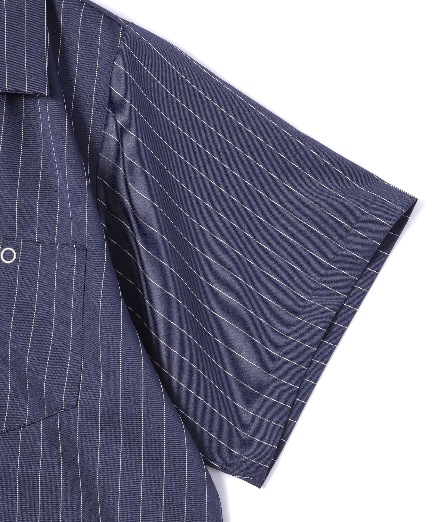 ストライプオープンカラーワークシャツ[Navy]