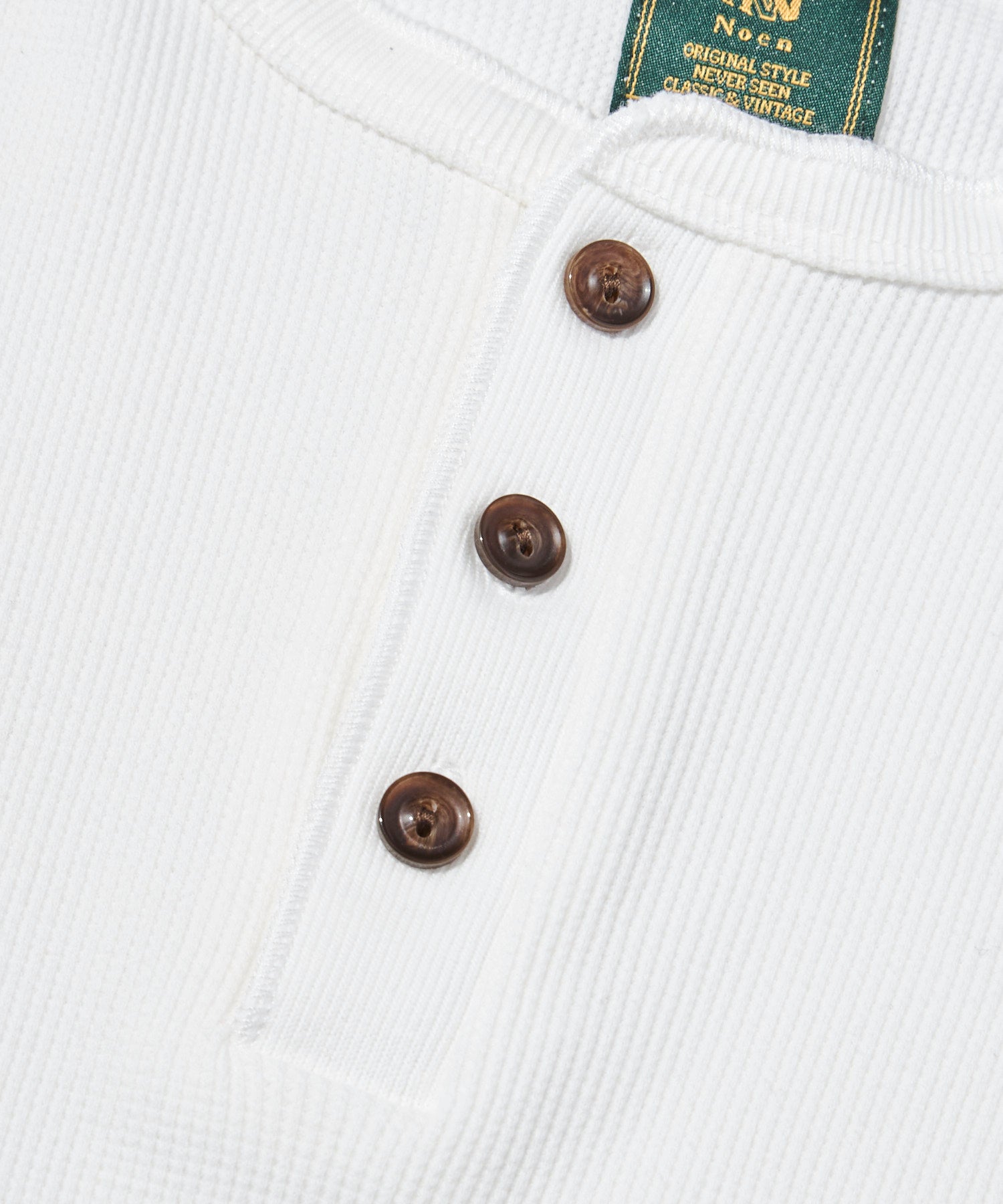 ヘンリーネックワッフルTシャツ[White] – Noen
