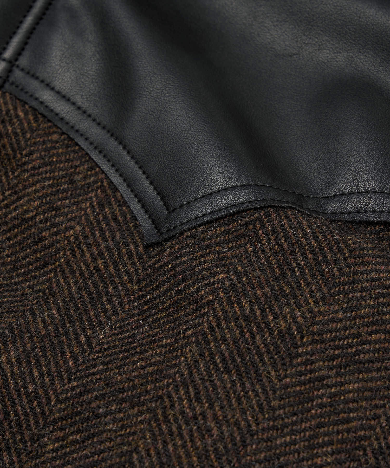 レザーヨーク中綿ツイードジャケット[Brown] – Noen