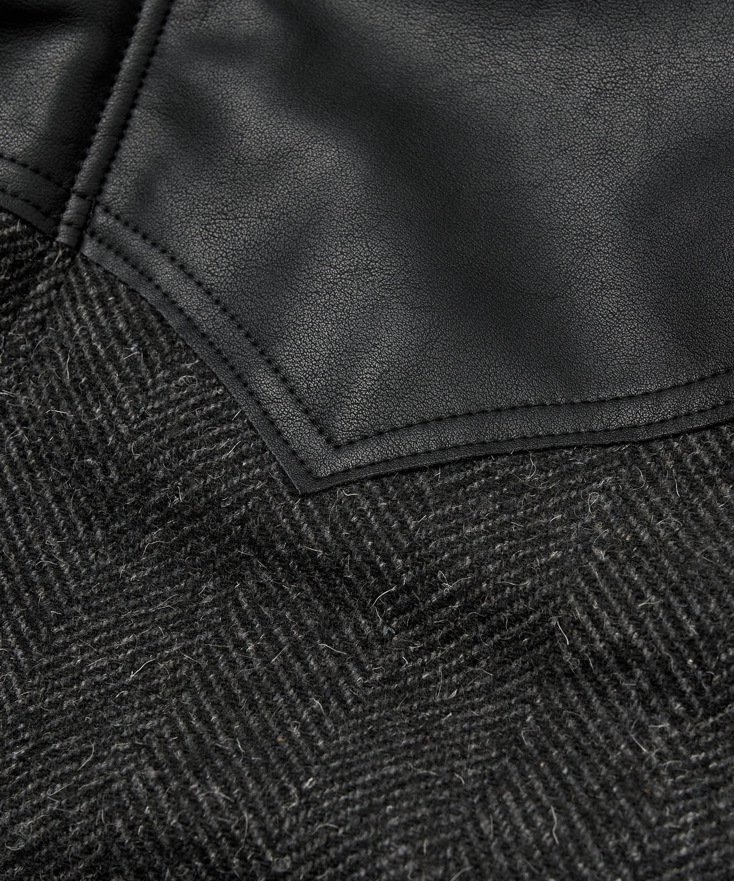 レザーヨーク中綿ツイードジャケット[Black] – Noen