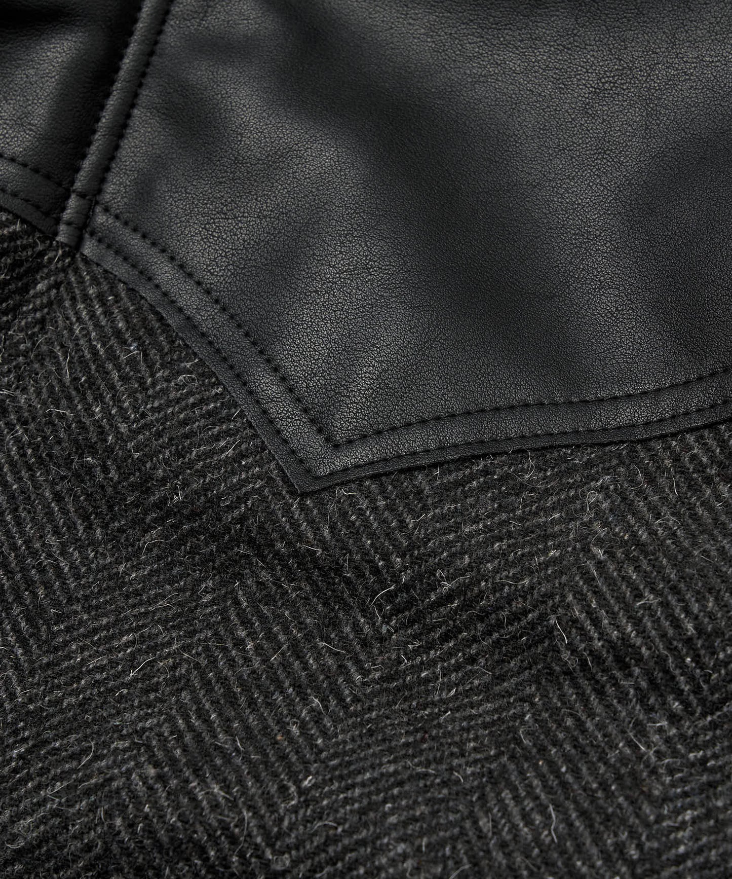 レザーヨーク中綿ツイードジャケット[Black]