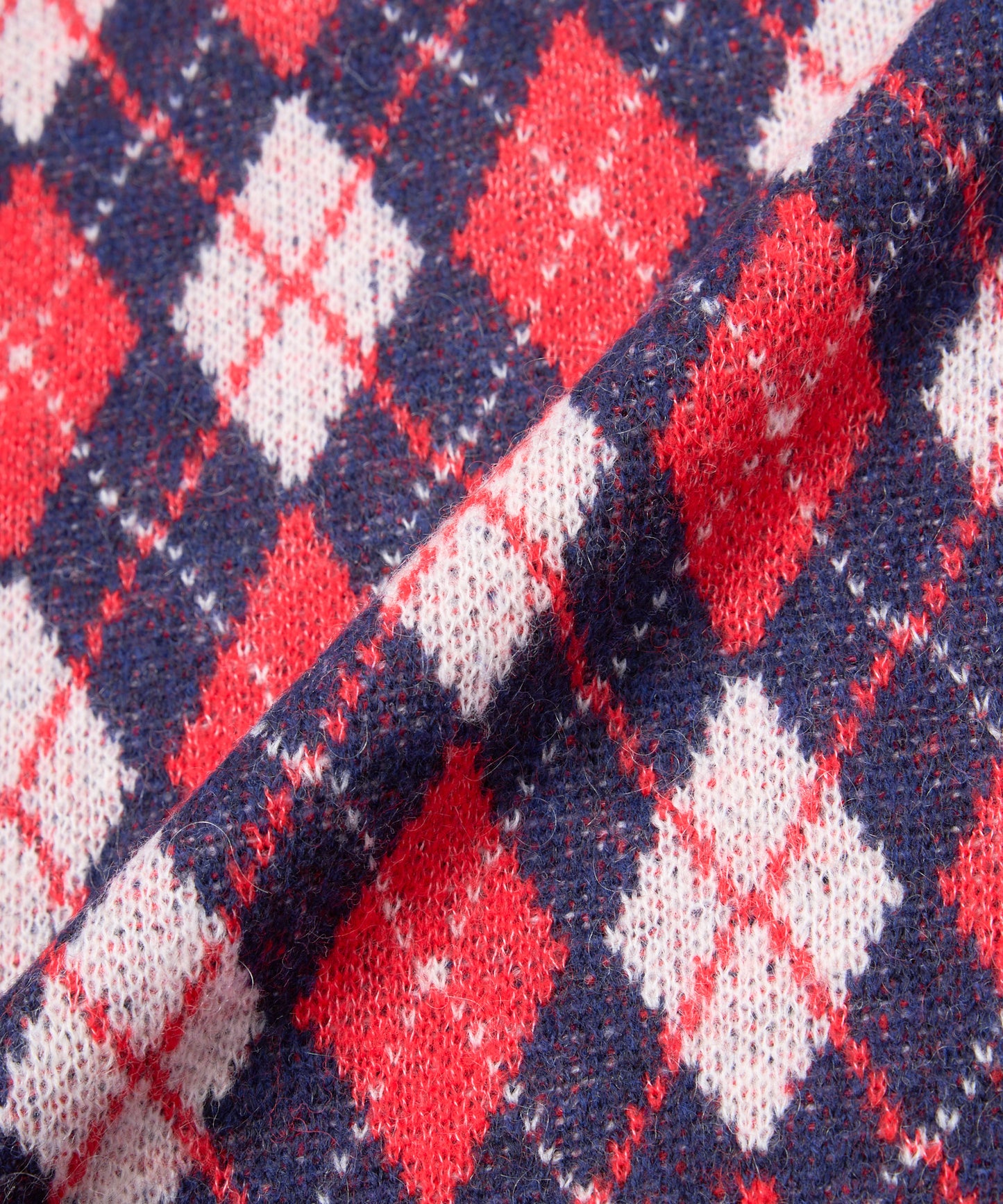 モヘアVネックニット[Argyle × Navy]