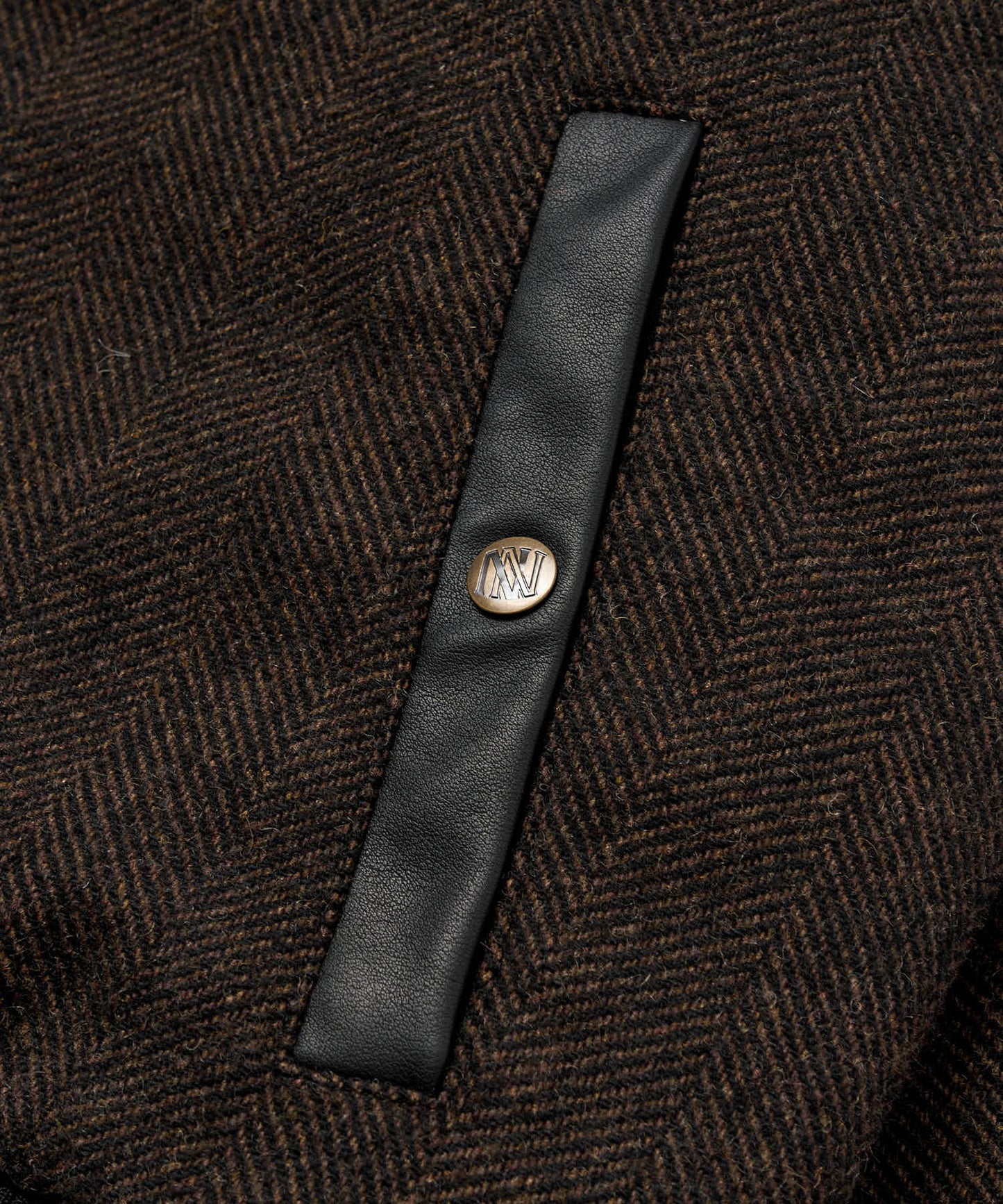 レザーヨーク中綿ツイードジャケット[Brown]