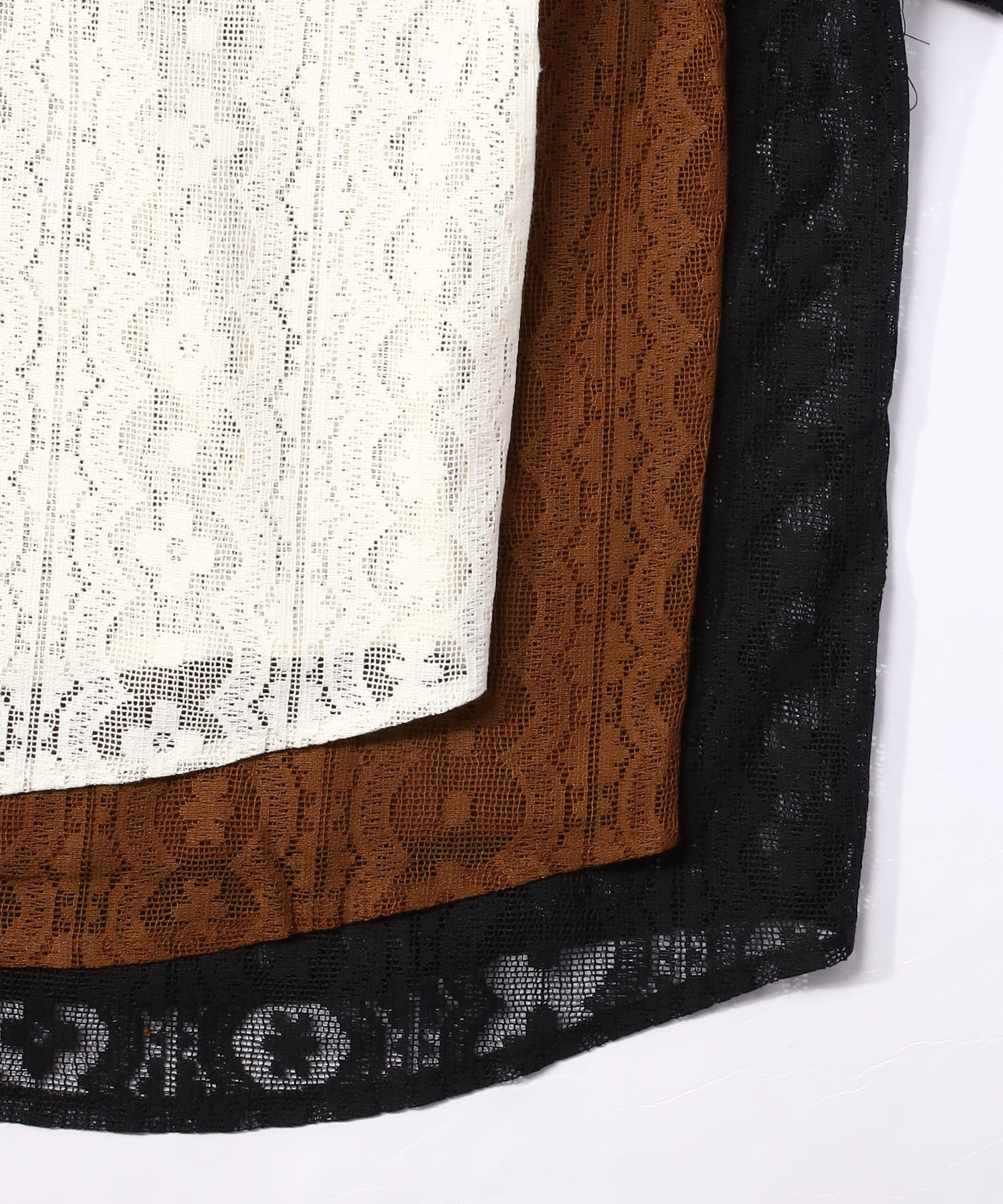 レースフラワーパターンオープンシャツ[White] – Noen
