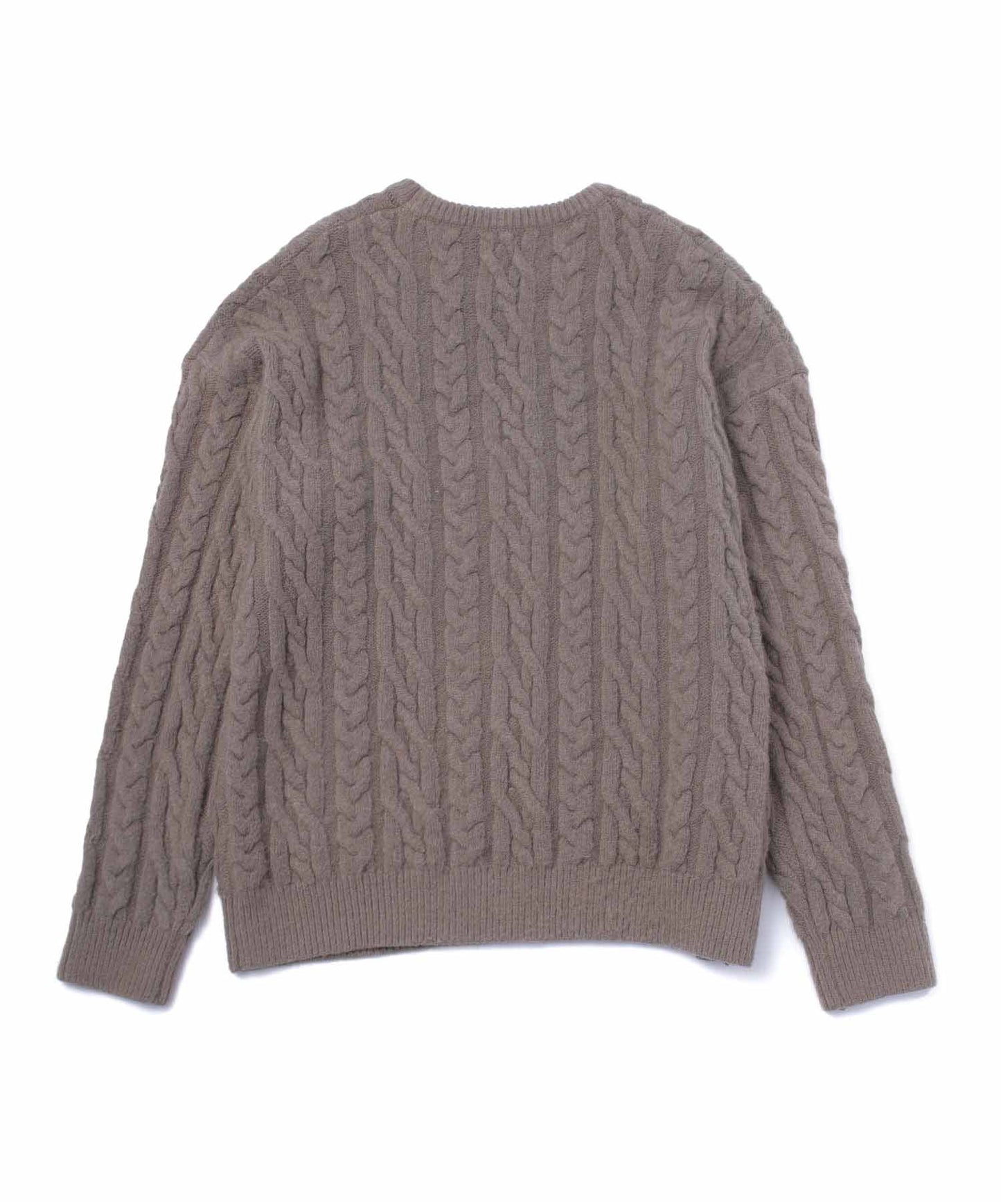 クルーネックケーブルセーター[Khaki]