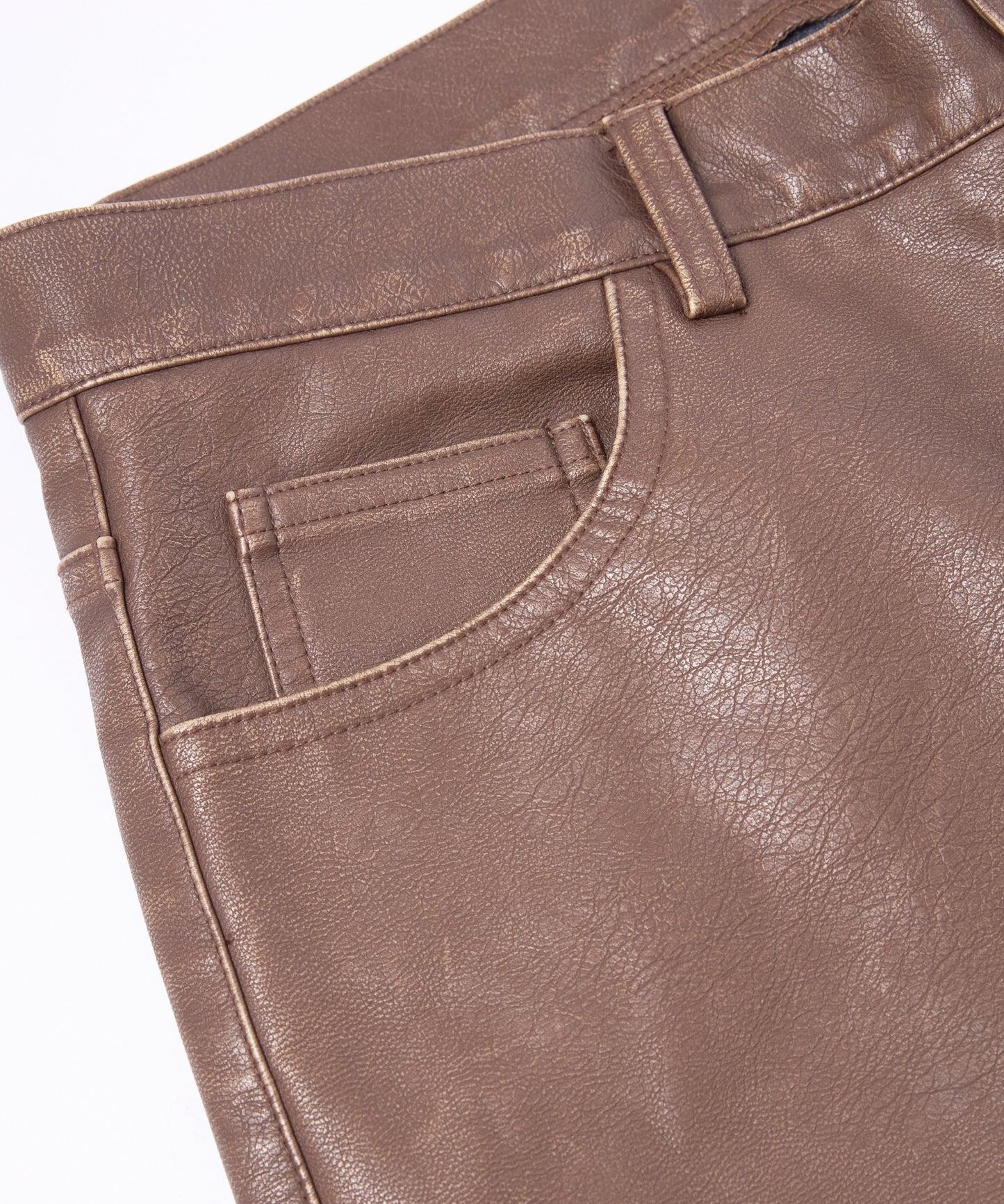フェイクレザー5ポケットパンツ[Brown]