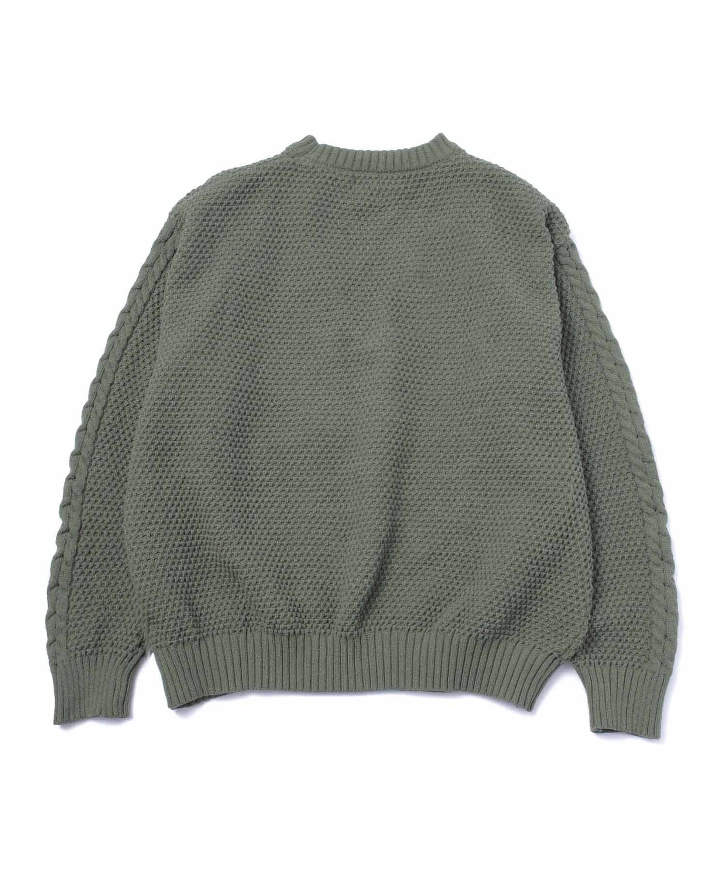 ケーブルスイッチングワッフルセーター[Khaki]