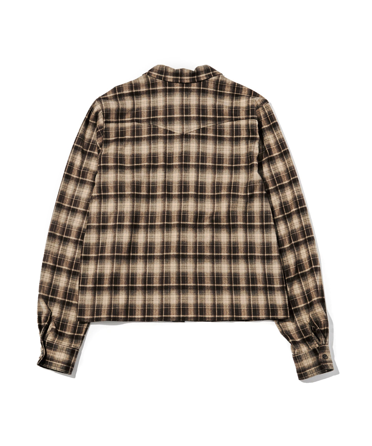 LOWCLASSIC ブラウン チェックシャツ 組曲 L 【WEB限定】シアーツイルチェック チュニックブラウス
