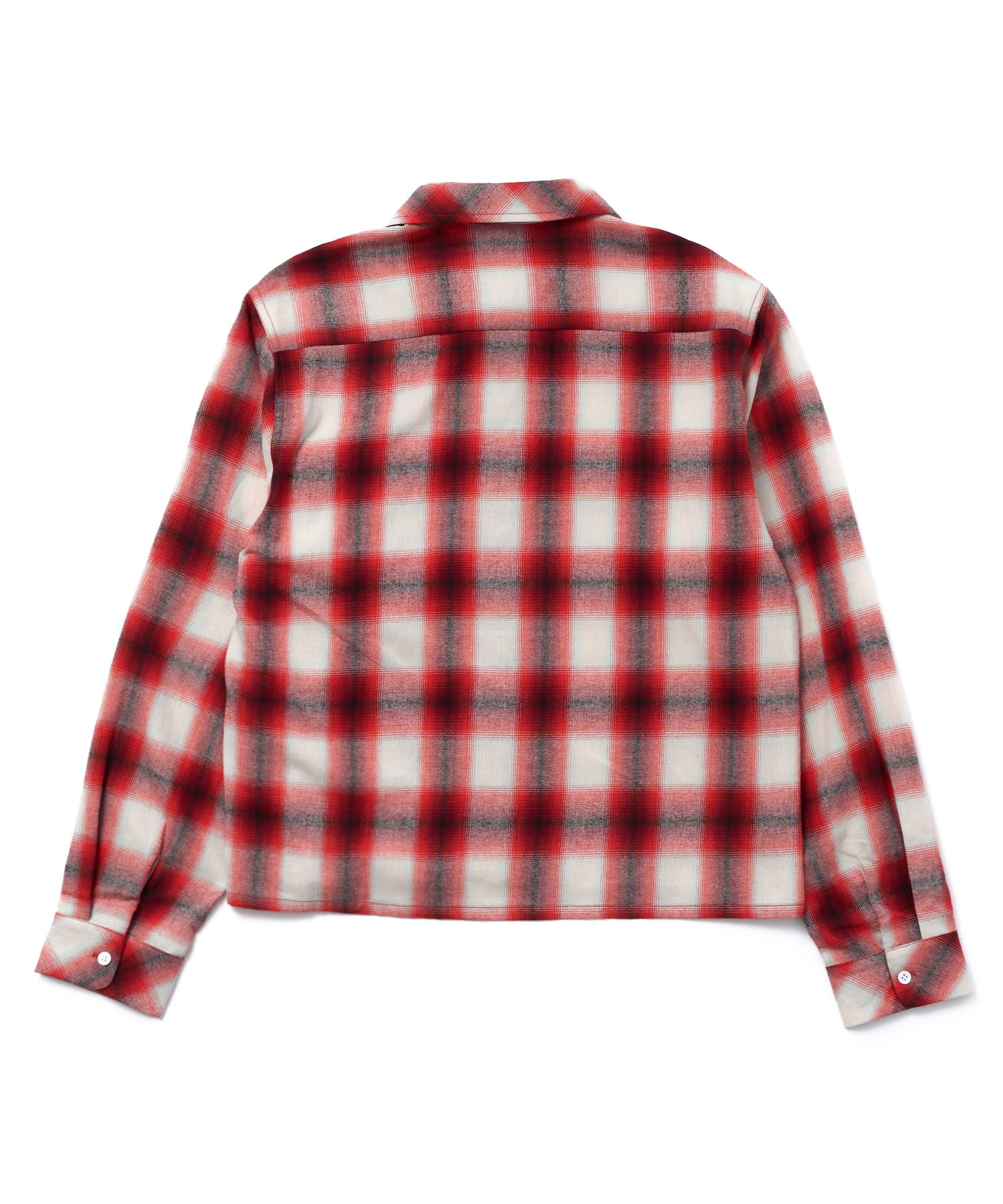 【レッド】B2928 オンブレーチェックシャツプルオーバー NO WAY シャツ /Bz/オンブレチェックシャツ メンズ レディース