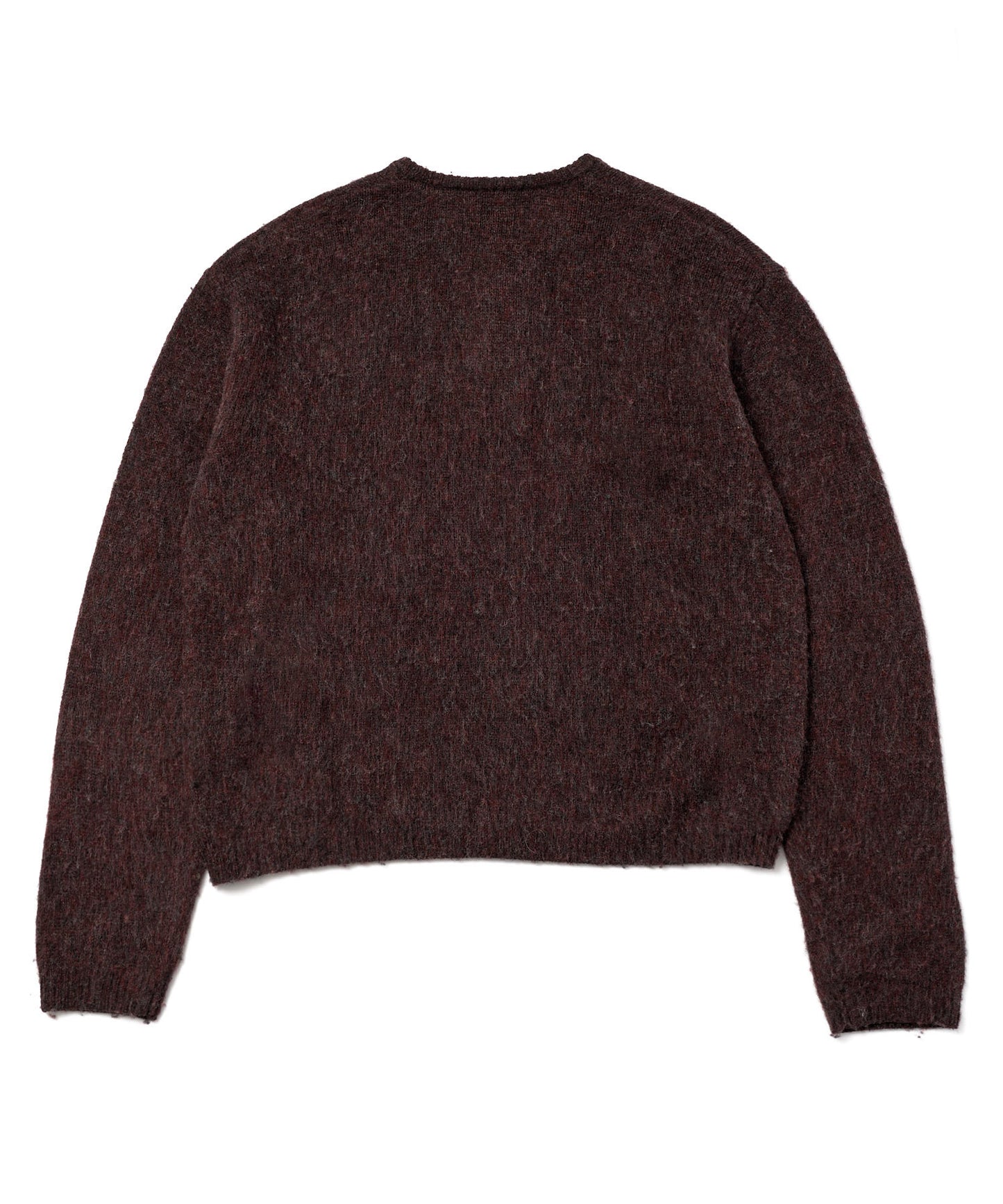 ヘンリーネックメランジウールニット[Burgundy]