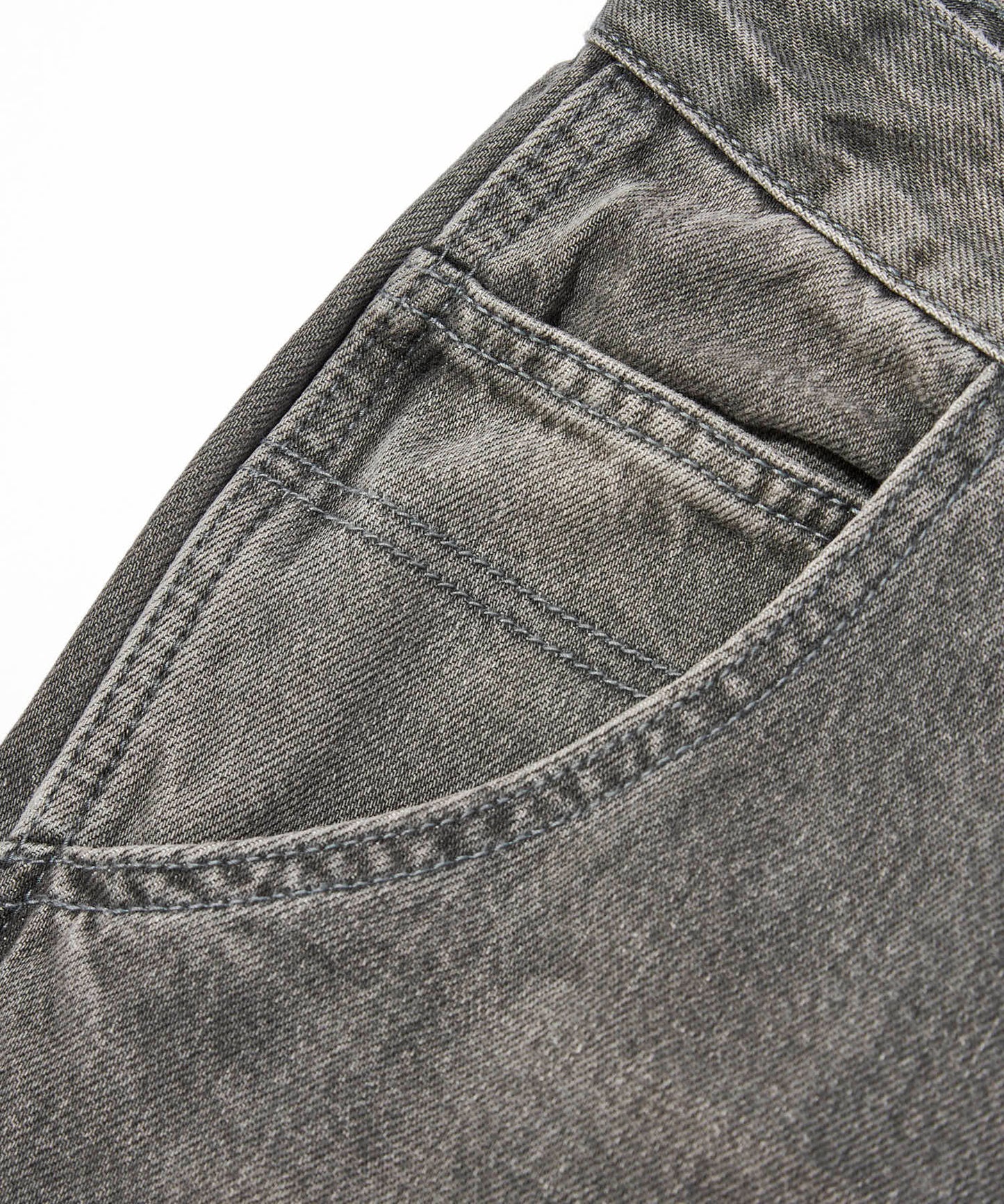 ウォッシュドダブルニーデニムパンツ[Black]