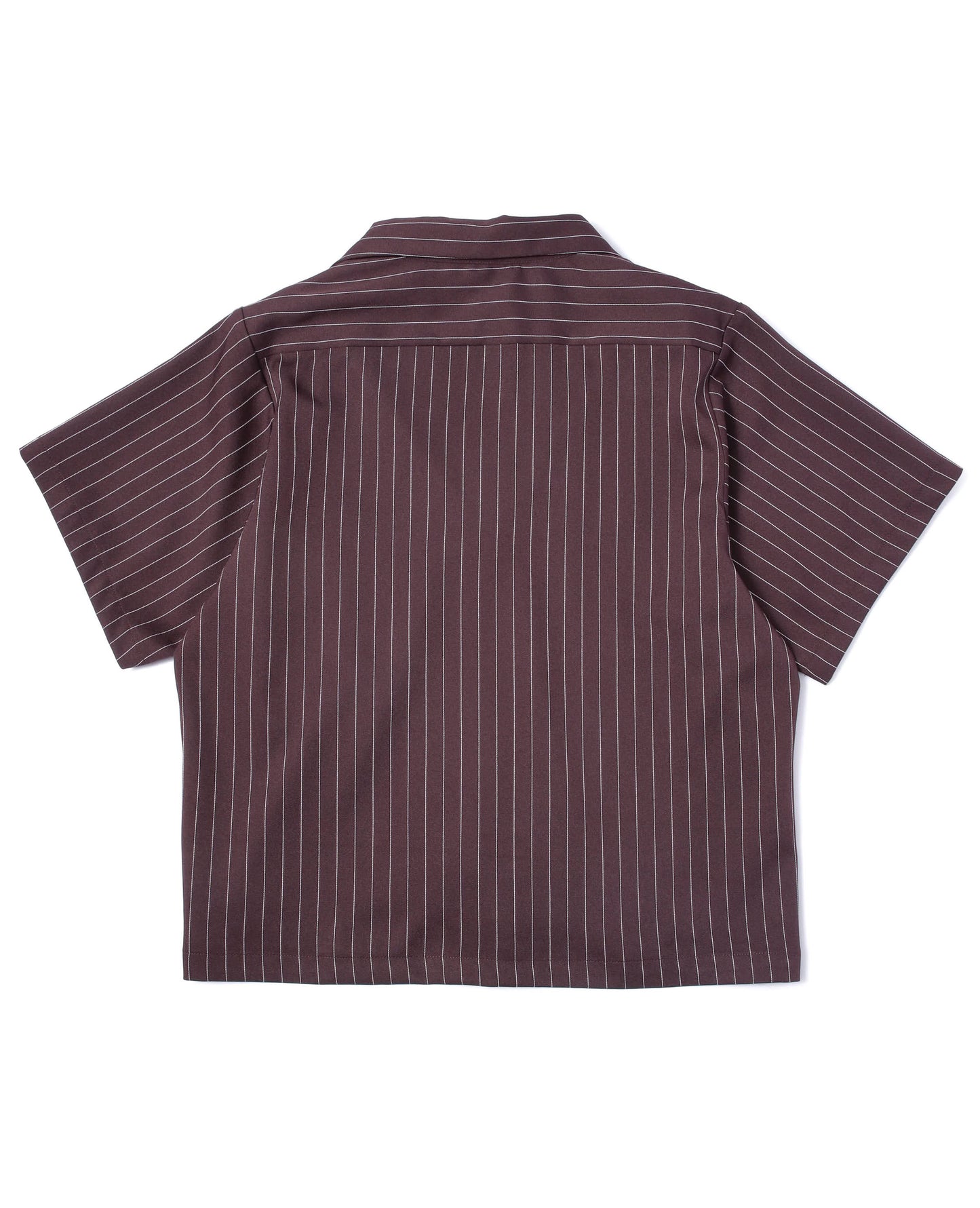 ストライプオープンカラーワークシャツ[Brown]