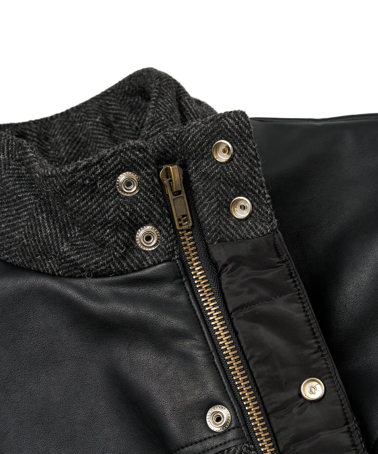レザーヨーク中綿ツイードジャケット[Black]