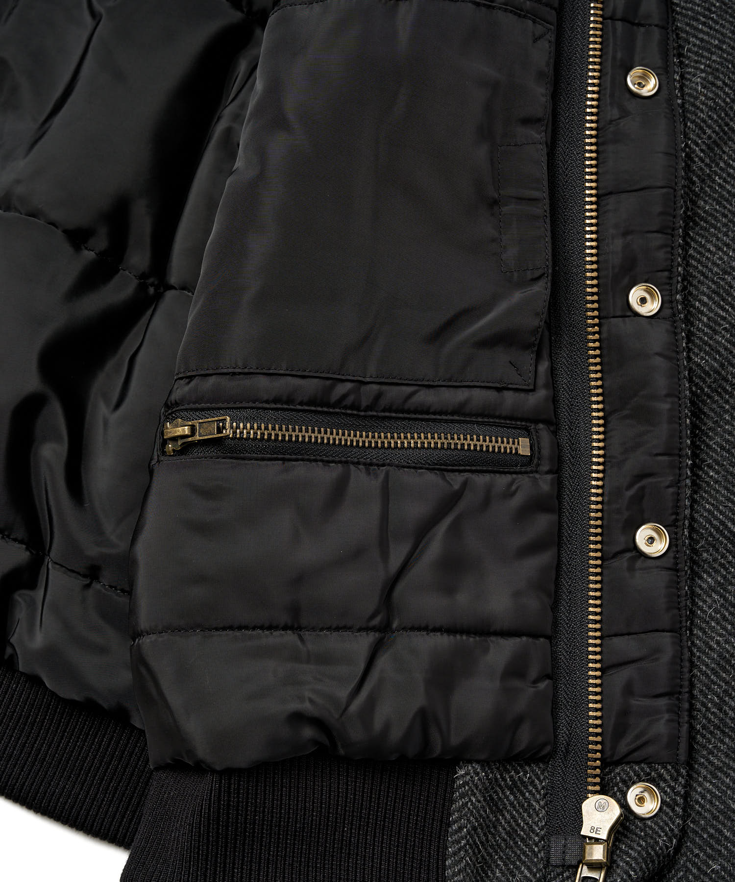 レザーヨーク中綿ツイードジャケット[Black] – Noen