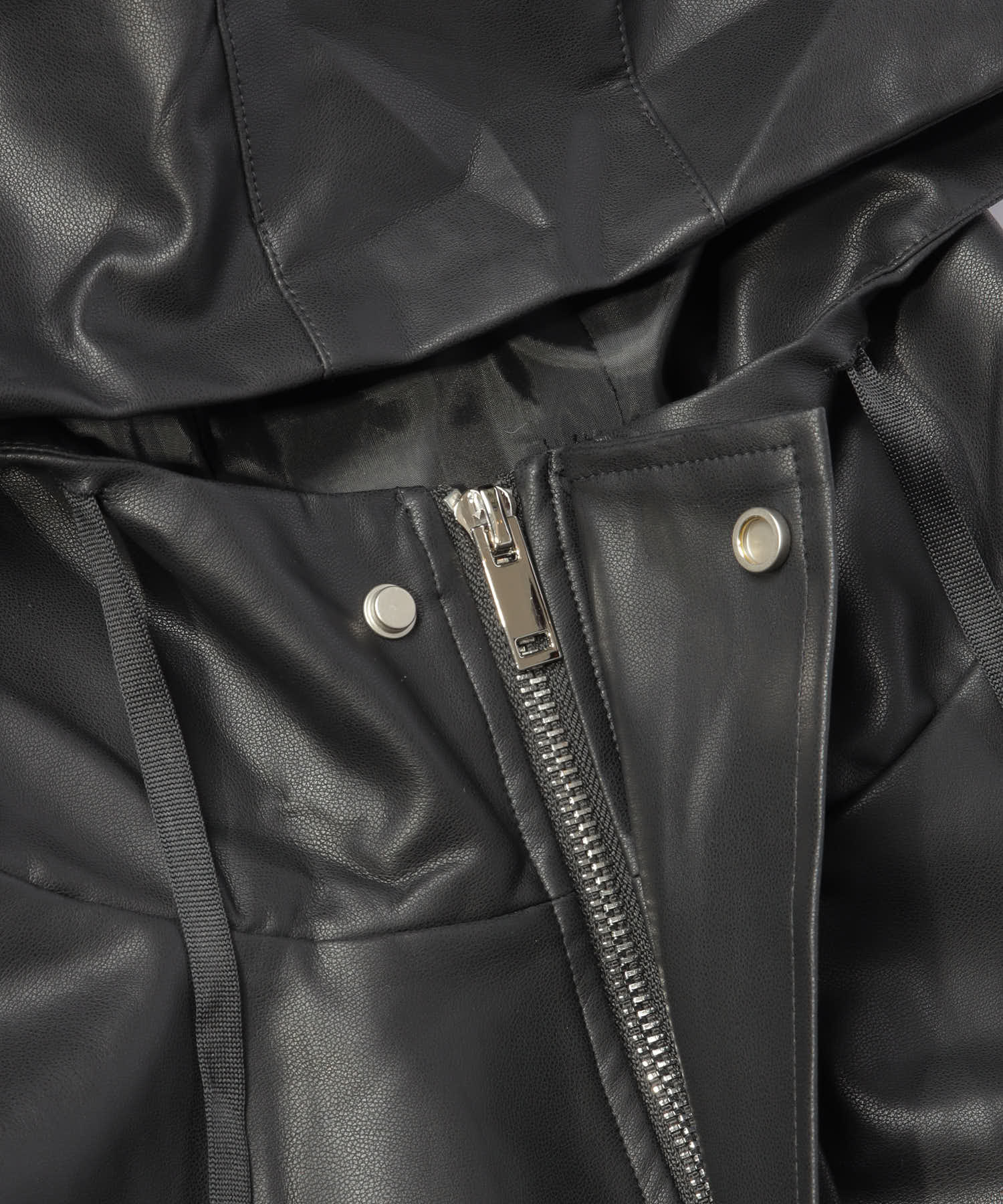 synthetic leather fiber down jacket/フェイクレザー パデッドジャケット-