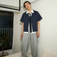 ストライプオープンカラーワークシャツ[Navy]