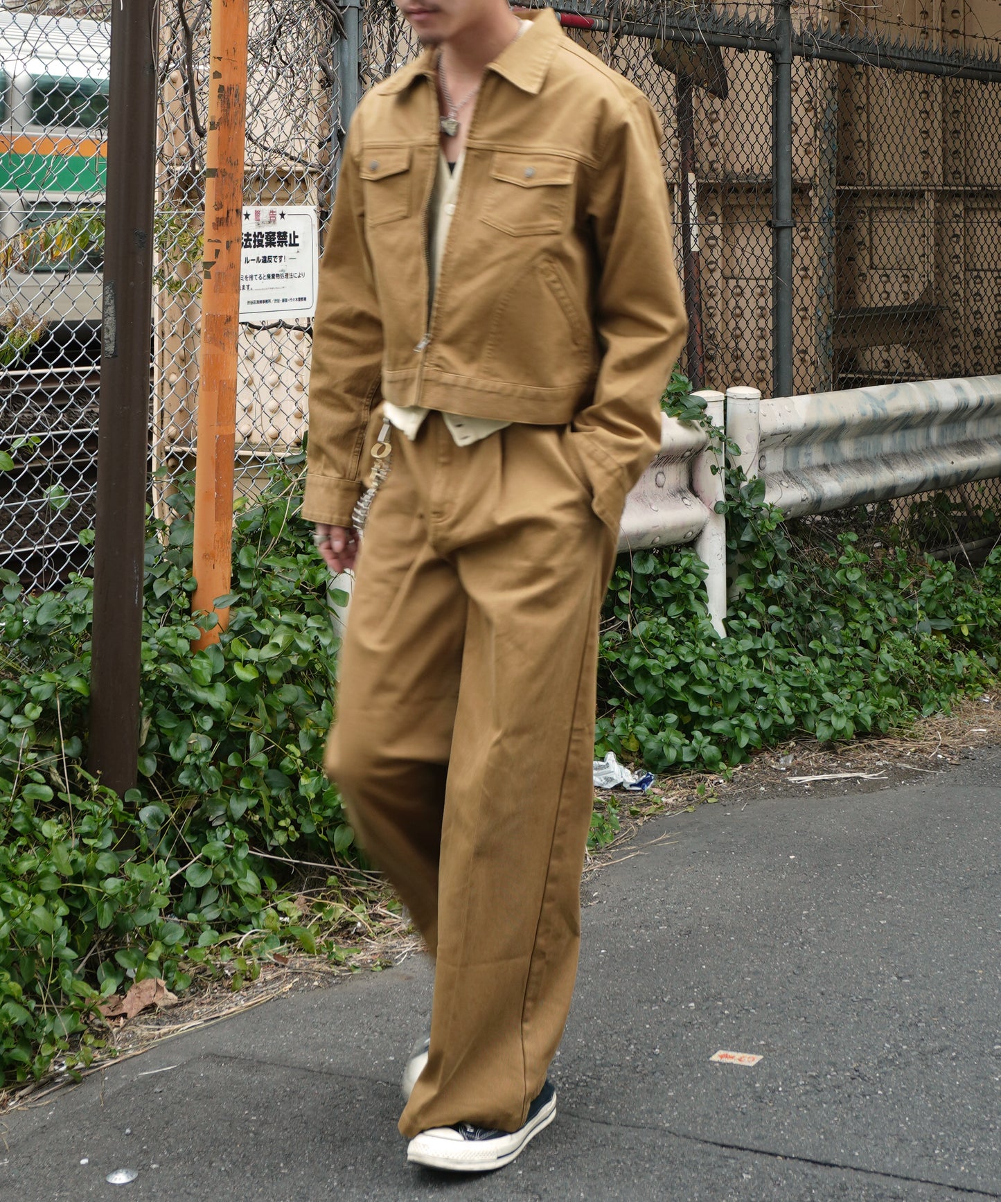 ワイドストレートダックパンツ[Beige]