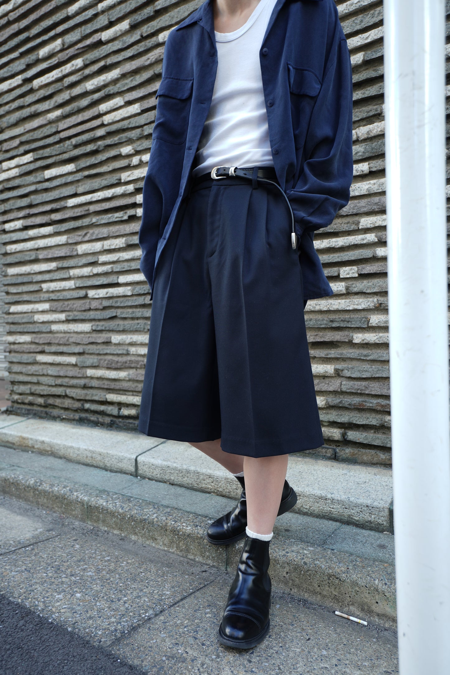 ミリタリーツイルハーフスラックス[Black]