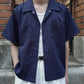 ストライプオープンカラーワークシャツ[Navy]