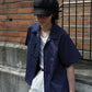ストライプオープンカラーワークシャツ[Navy]