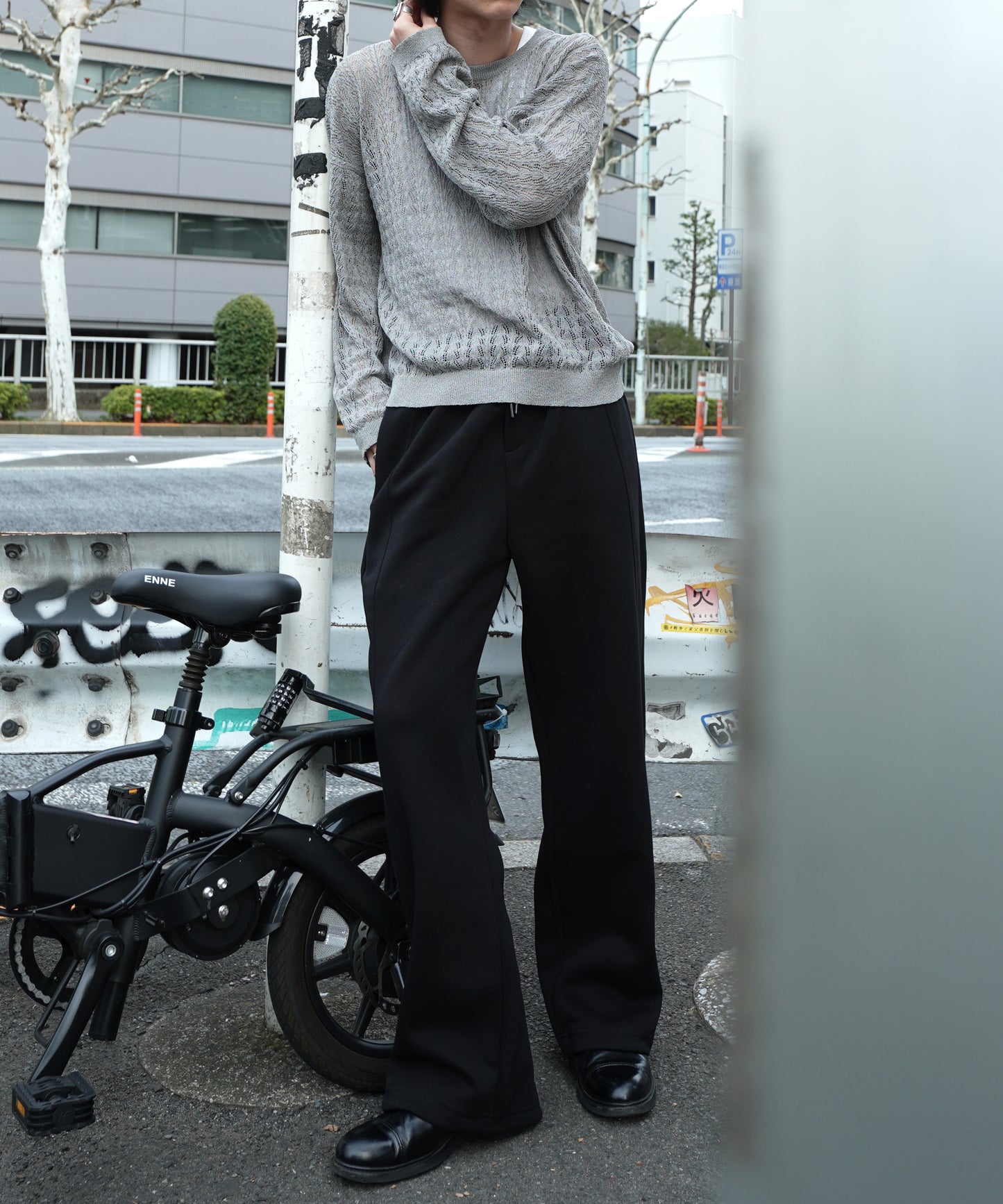 センタープレススウェットパンツ[Black]