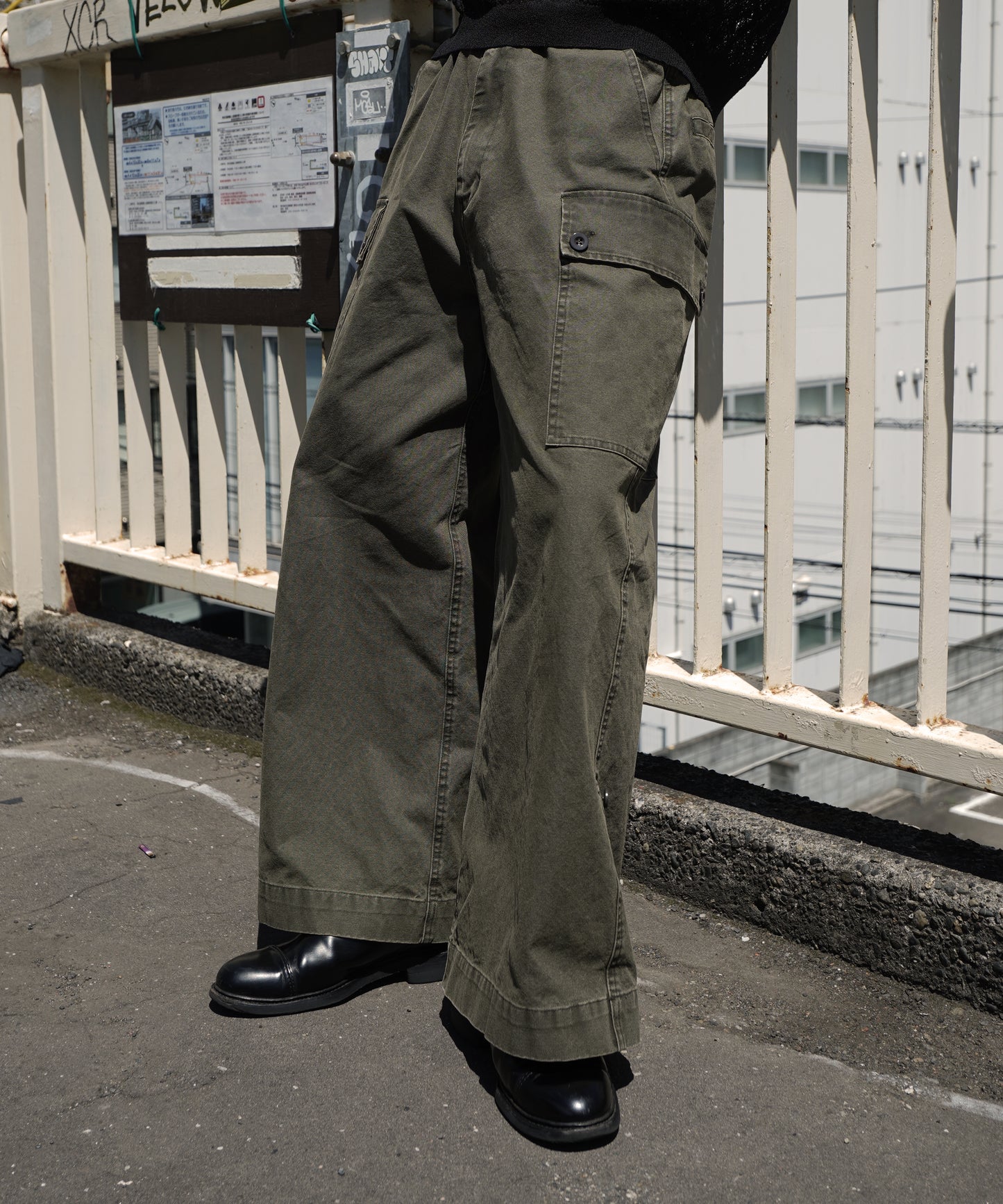 コットンウォッシュドミリタリーパンツ[Khaki]