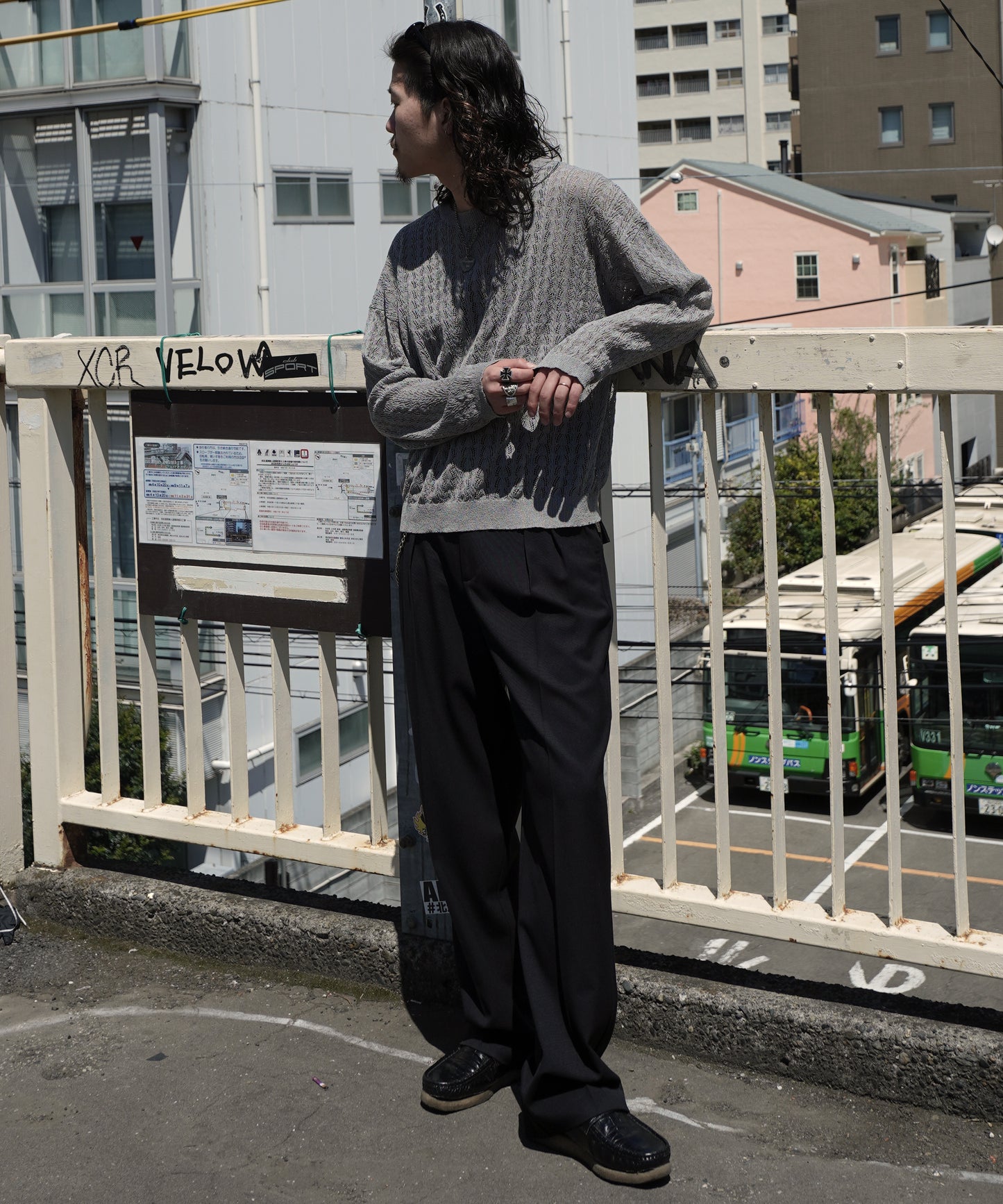 ロープメッシュサマーニット[Gray]