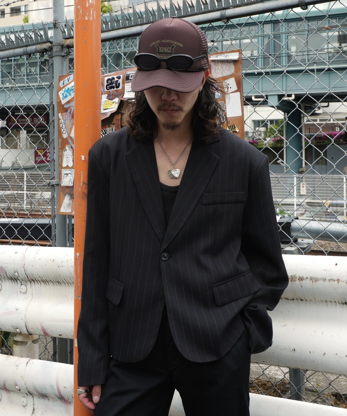 ショートリブストライプジャケット[Black]