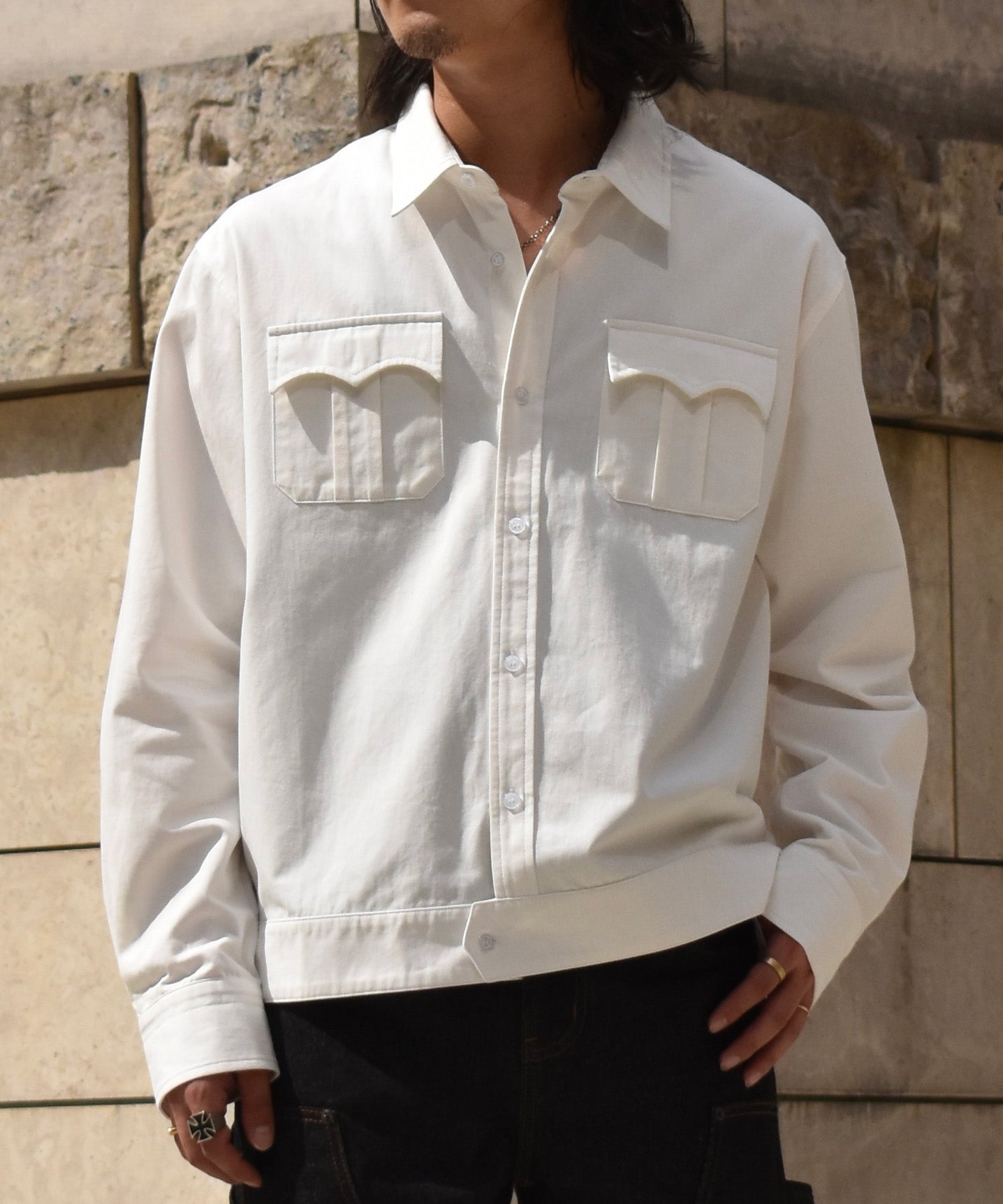 オックスフォードミリタリーシャツ[White]