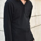 Vネックヘンリーニットソー[Black]